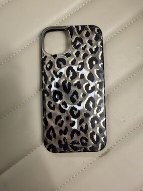 kate spade Clear Leopard Print Phone Case in Black & Gold Accent